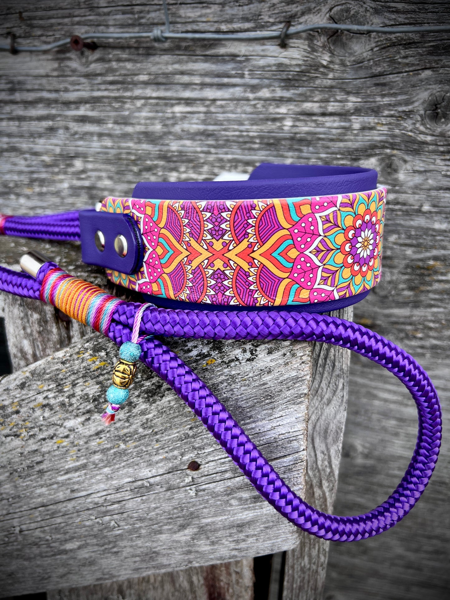 Biothane Rope Martingale Leash "Pink Mandala"