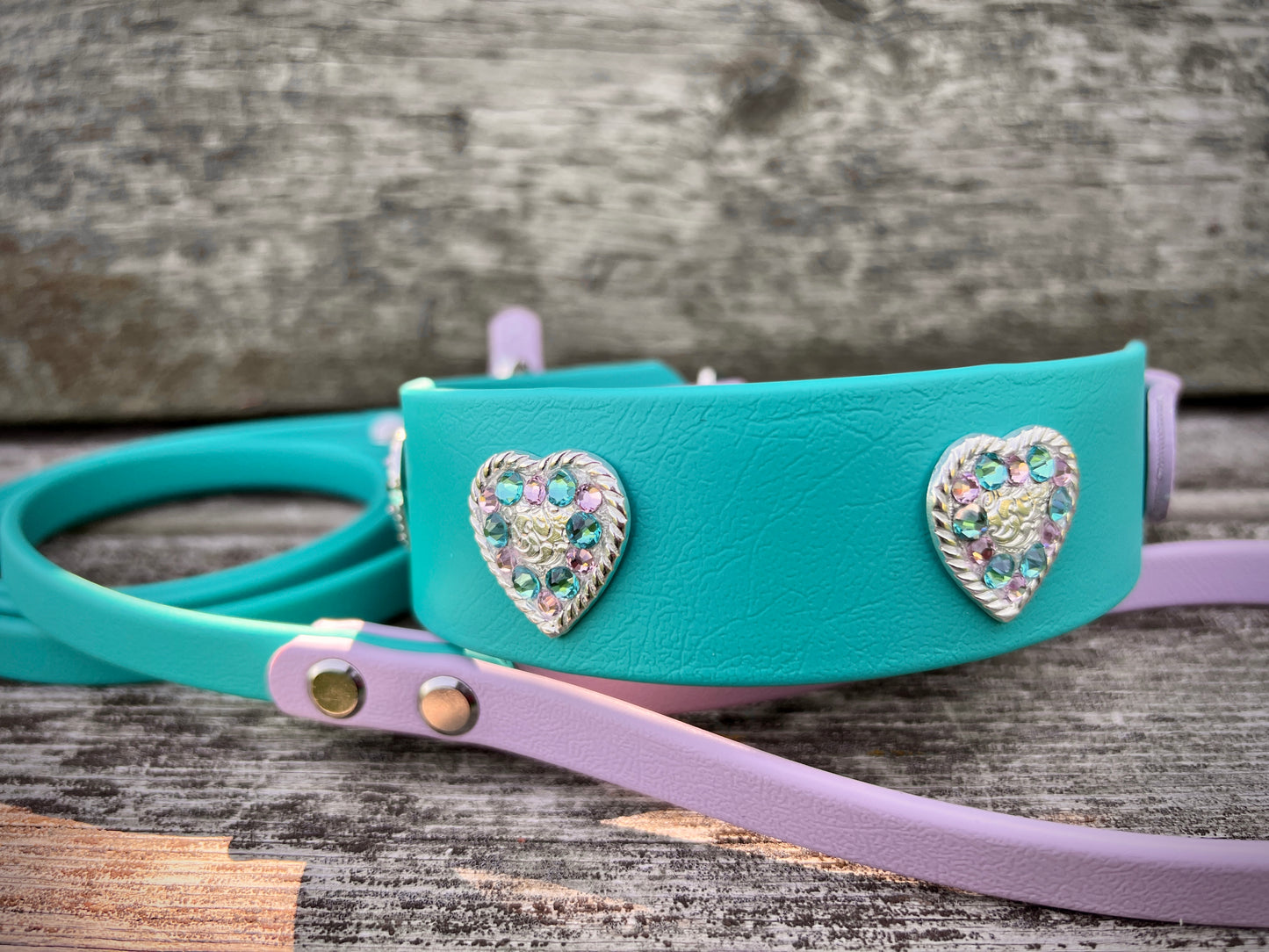 French Martingale Leash  "Aqua Sparkle"