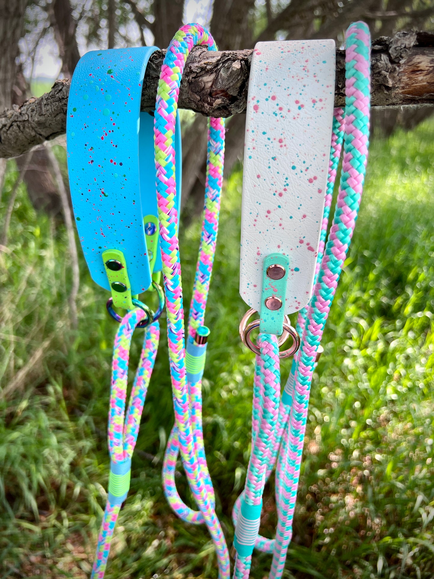 Biothane-Rope Martingale Leash Single 1.5" "Speckled"