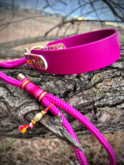 Biothane Rope Martingale Leash "Fuchsia Dreams"