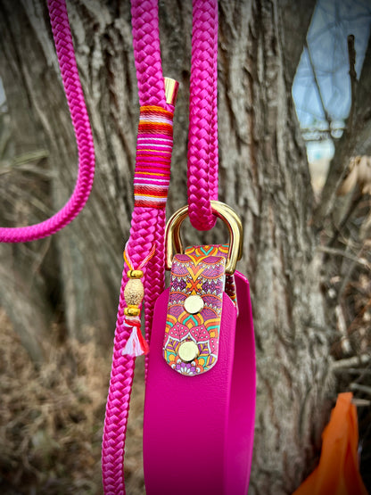Biothane Rope Martingale Leash "Fuchsia Dreams"