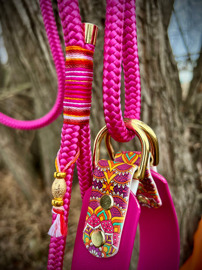 Biothane Rope Martingale Leash "Fuchsia Dreams"