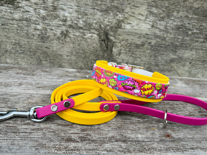 Collar Leash Set "Pink Comic"