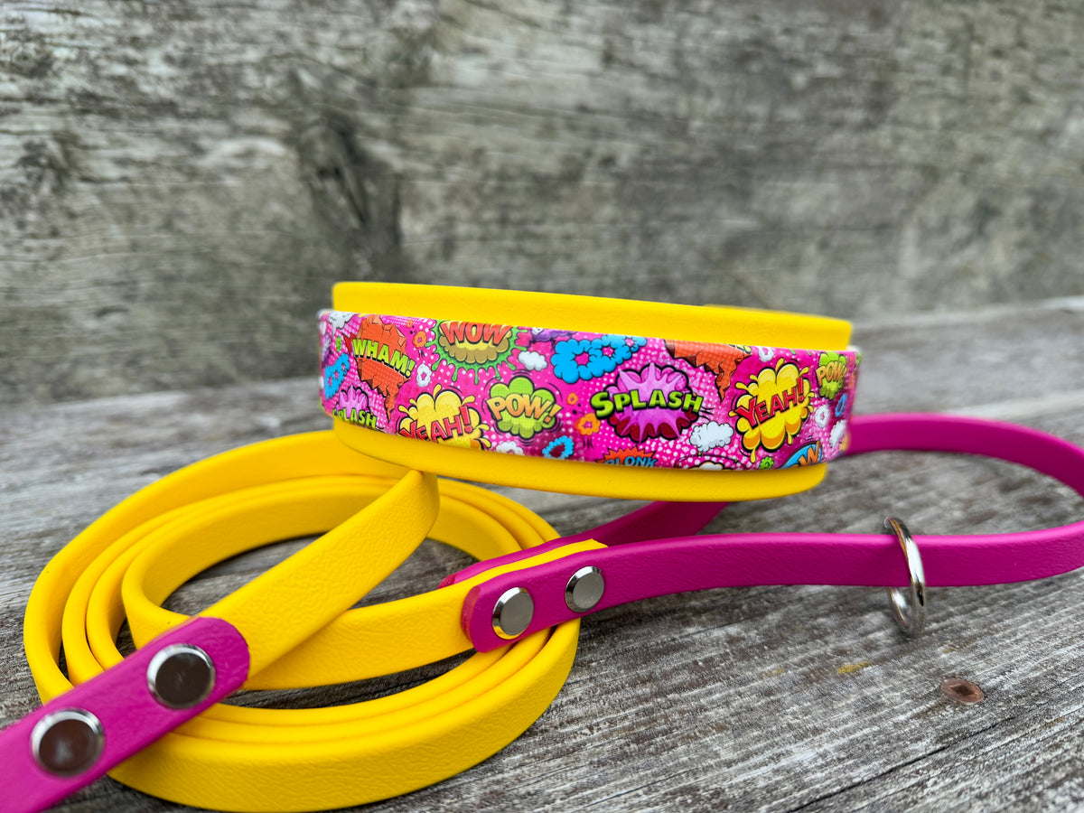 Collar Leash Set "Pink Comic"